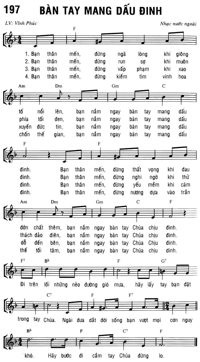 Sheet music: BÀN TAY MANG DẤU ĐINH