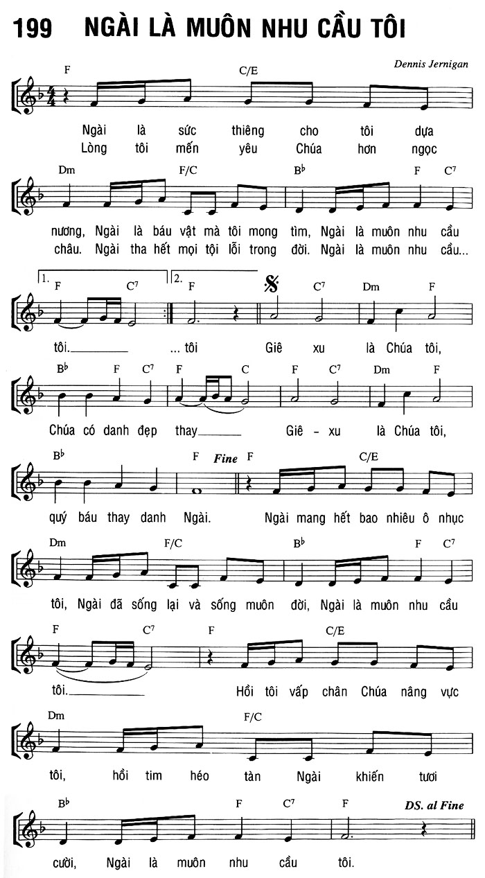 Sheet music: NGÀI LÀ MUÔN NHU CẦU TÔI