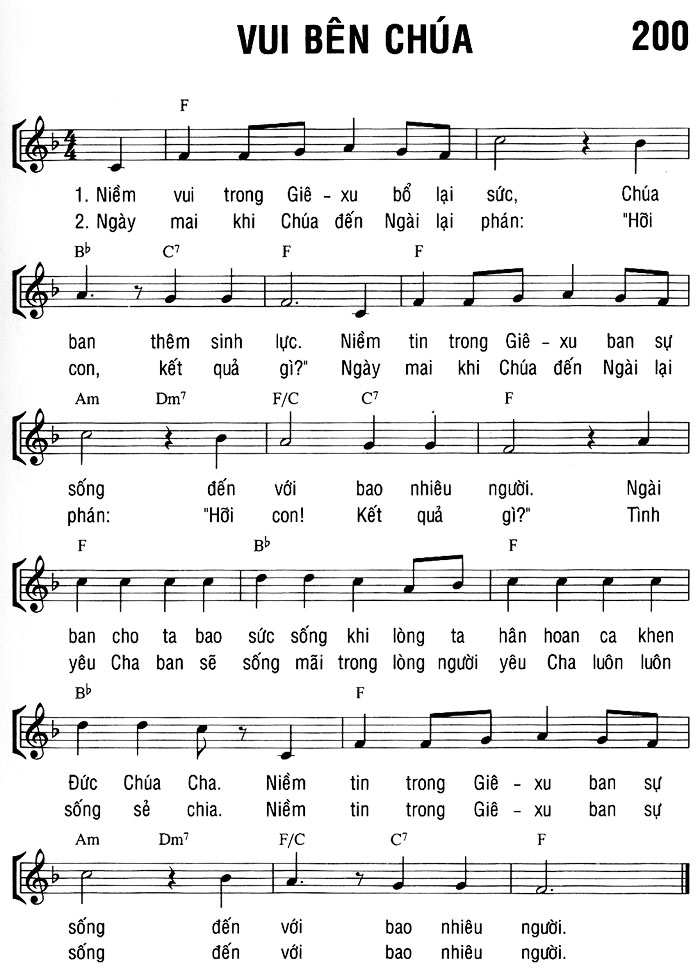 Sheet music: VUI BÊN CHÚA