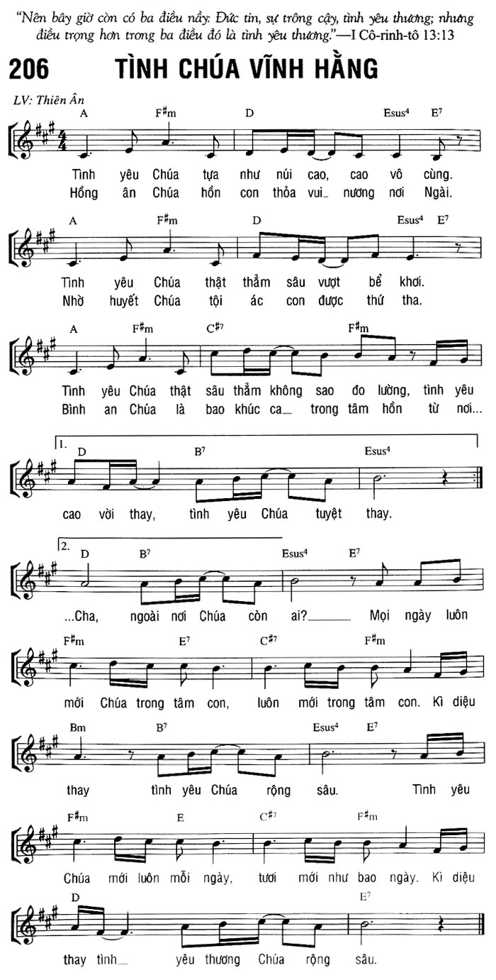 Sheet music: TÌNH CHÚA VĨNH HẰNG