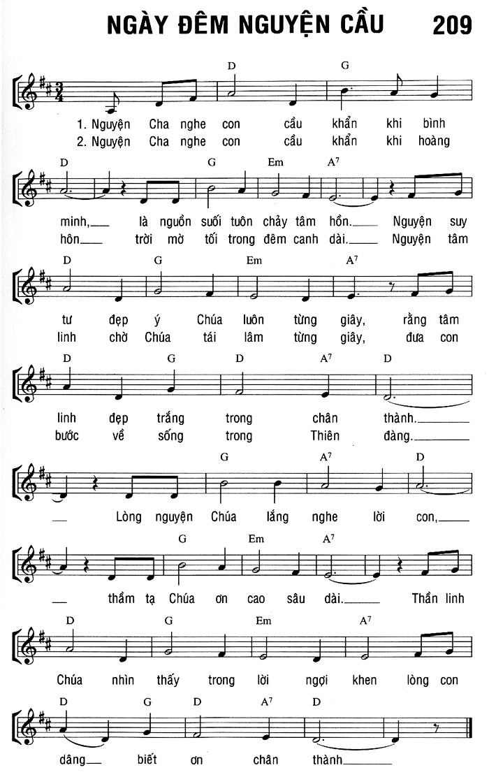 Sheet music: NGÀY ĐÊM NGUYỆN CẦU