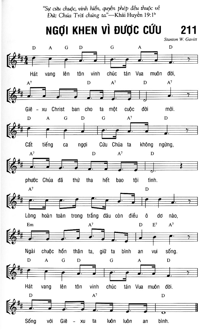 Sheet music: NGỢI KHEN VÌ ĐƯỢC CỨU