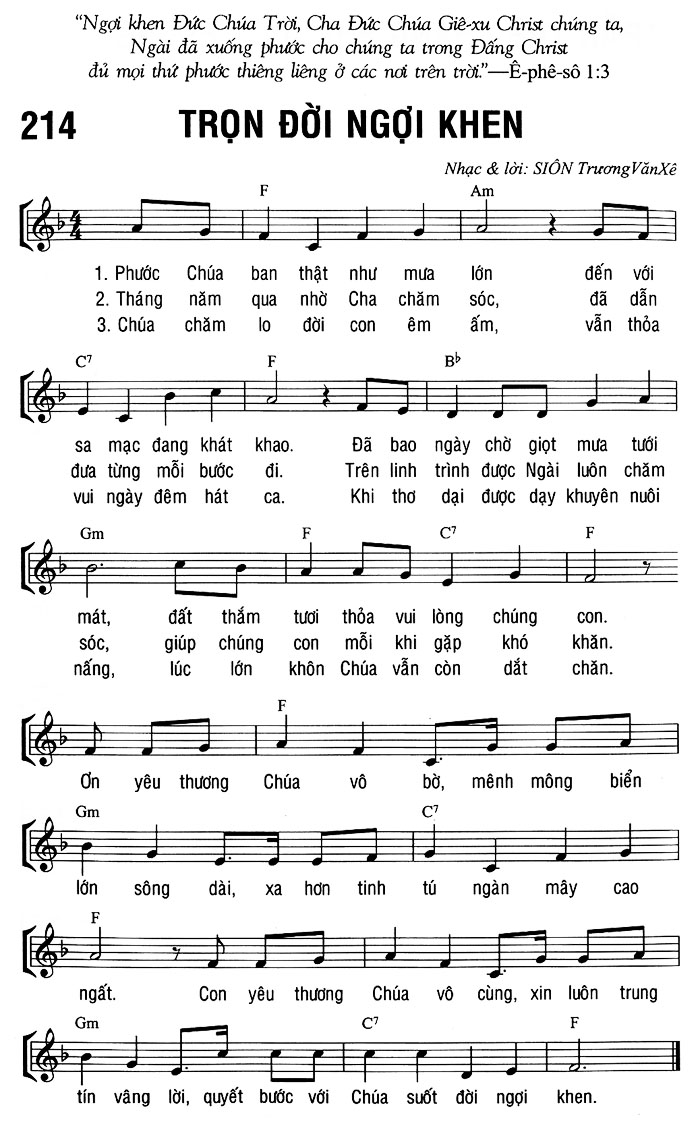 Sheet music: TRỌN ĐỜI NGỢI KHEN