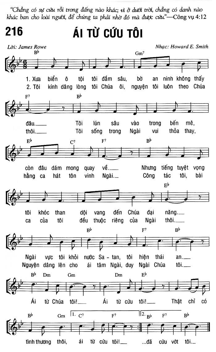 Sheet music: ÁI TỪ CỨU TÔI