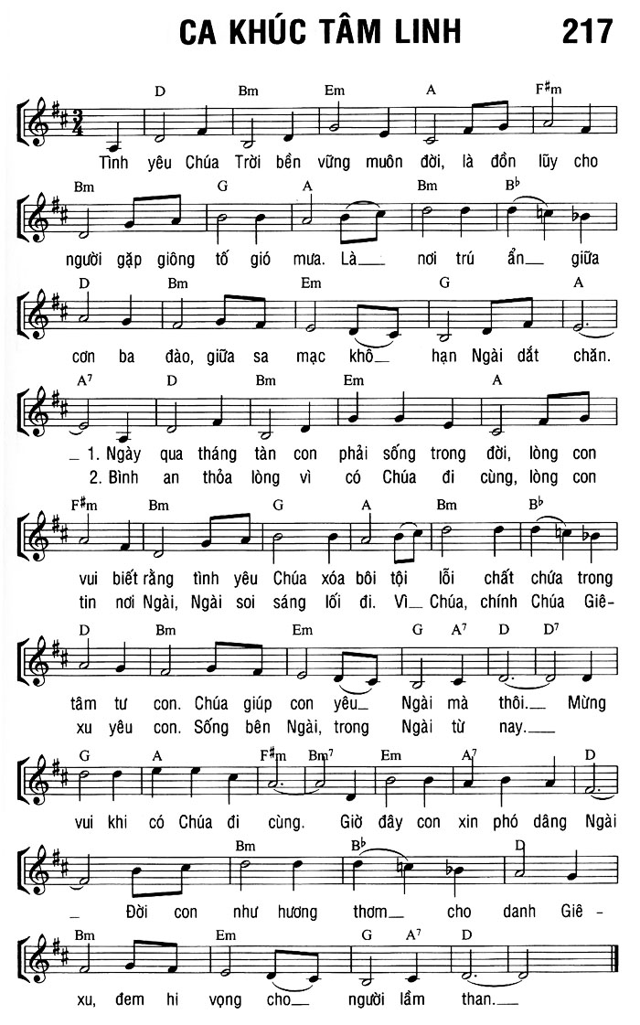 Sheet music: CA KHÚC TÂM LINH