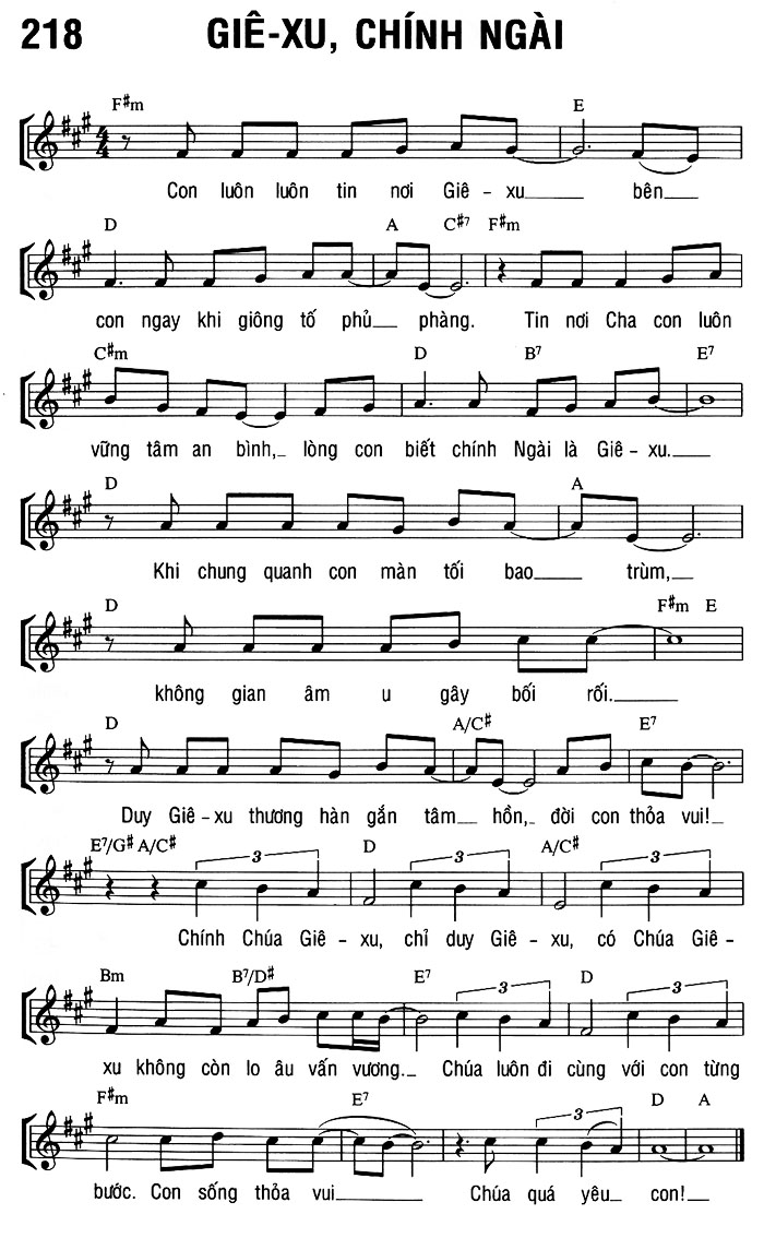 Sheet music: GIÊ-XU, CHÍNH NGÀI