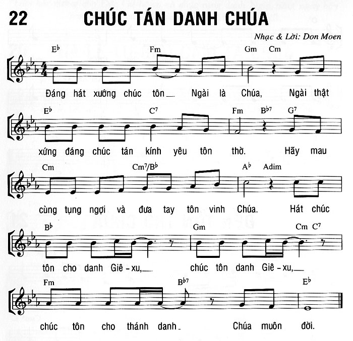 Sheet music: CHÚC TÁN DANH CHÚA