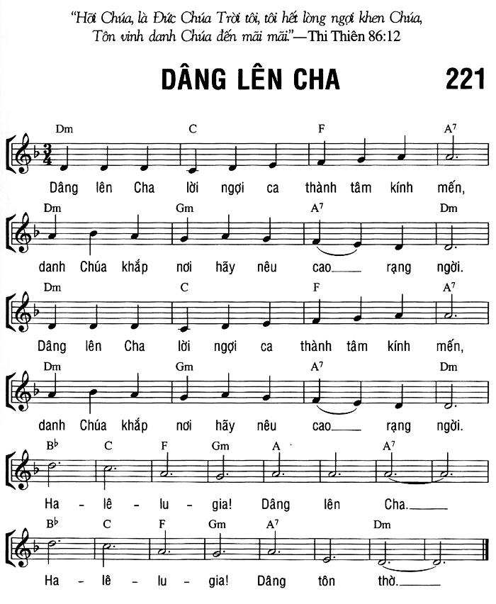 Sheet music: DÂNG LÊN CHA
