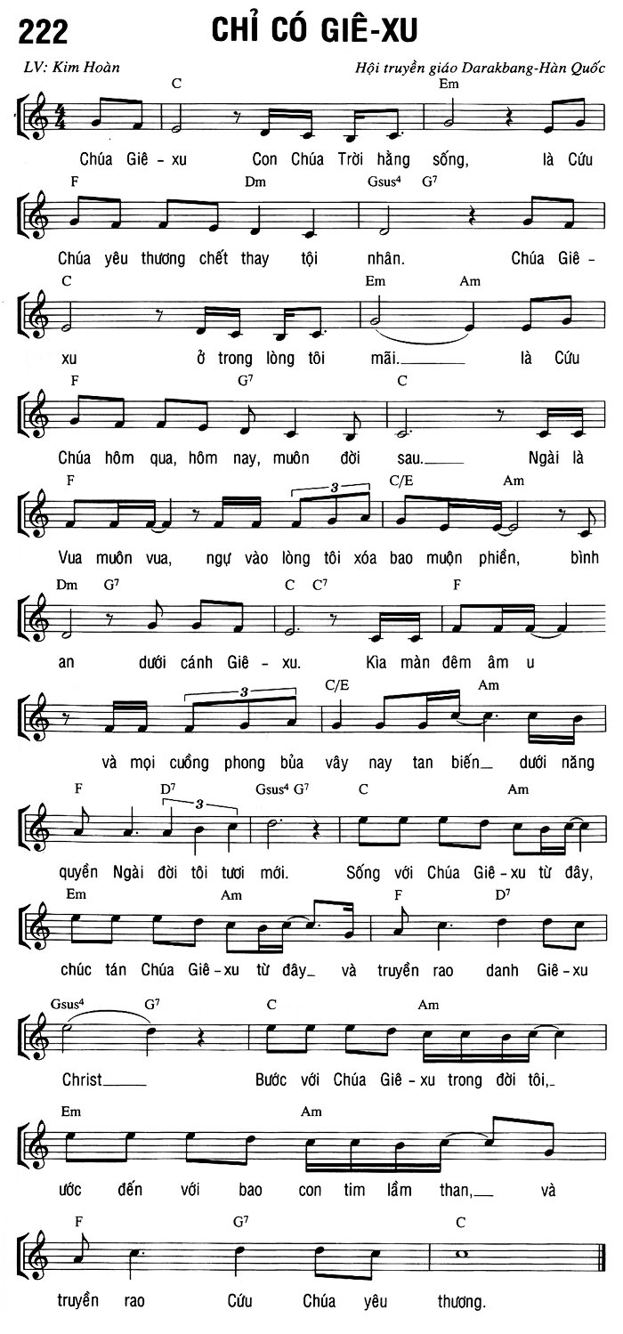 Sheet music: CHỈ CÓ GIÊ-XU