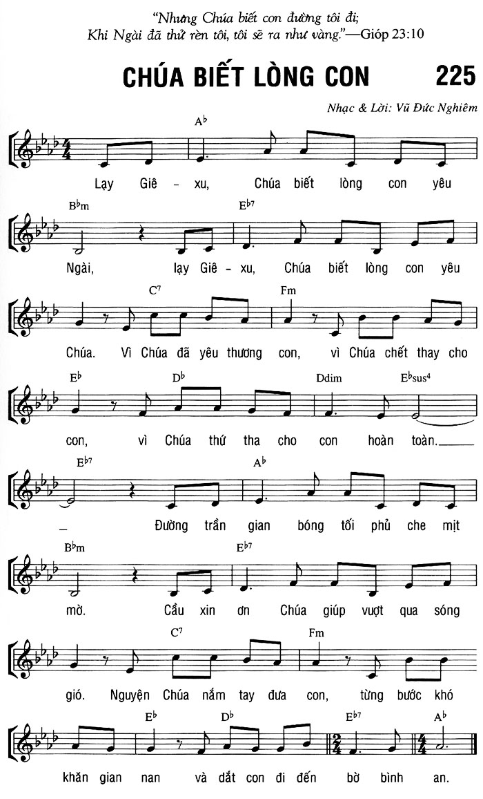 Sheet music: CHÚA BIẾT LÒNG CON