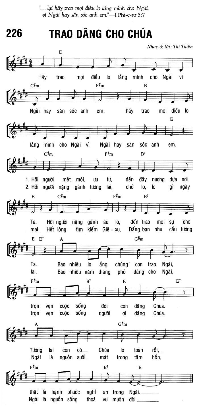 Sheet music: TRAO DÂNG CHO CHÚA