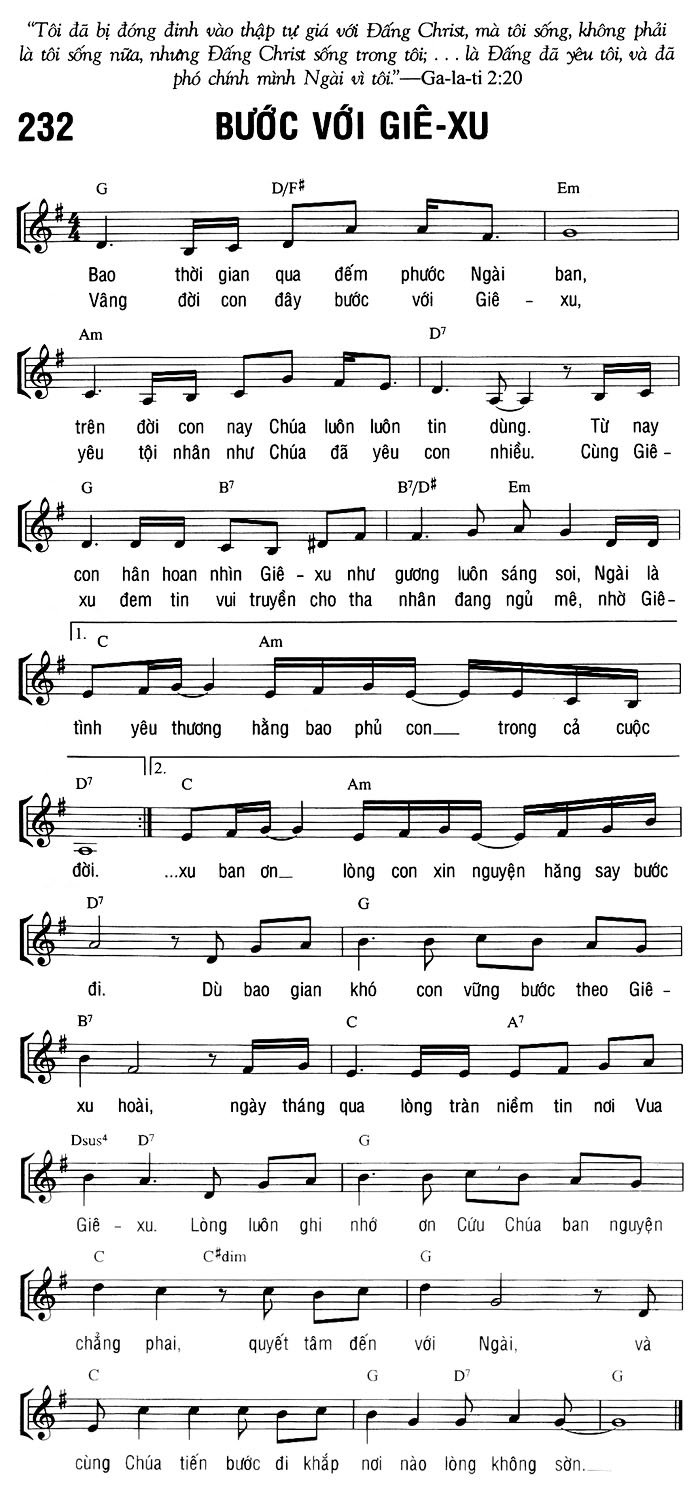 Sheet music: BƯỚI VỚI GIÊ-XU