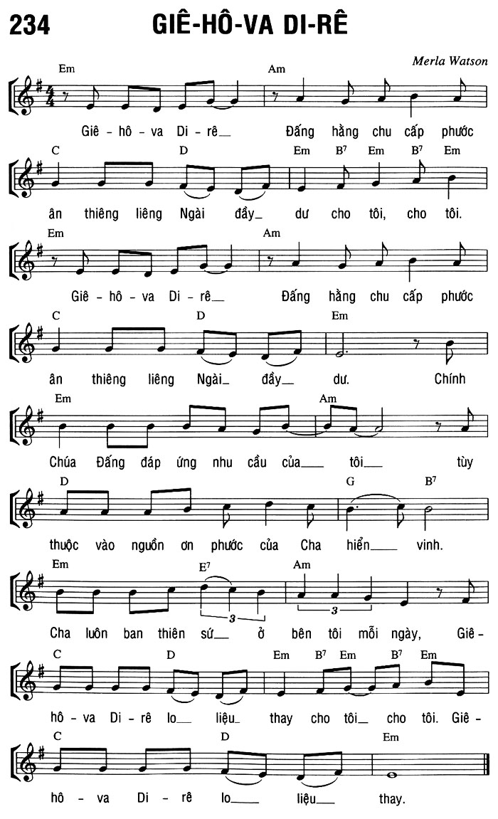 Sheet music: GIÊ-HÔ-VA DI-RÊ
