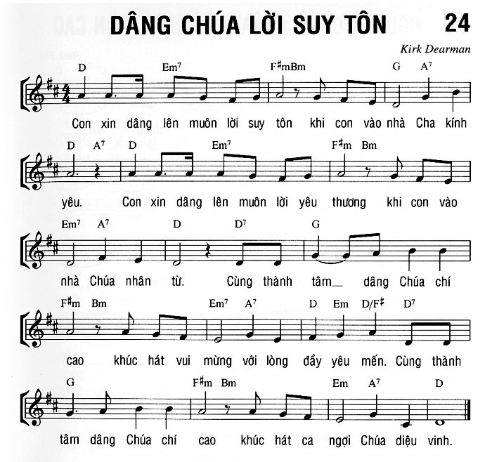Sheet music: DÂNG CHÚA LỜI SUY TÔN