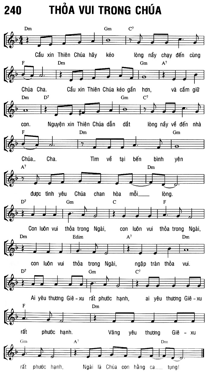 Sheet music: THỎA VUI TRONG CHÚA