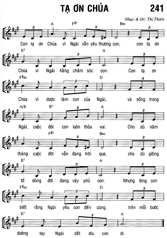 Sheet music: TẠ ƠN CHÚA
