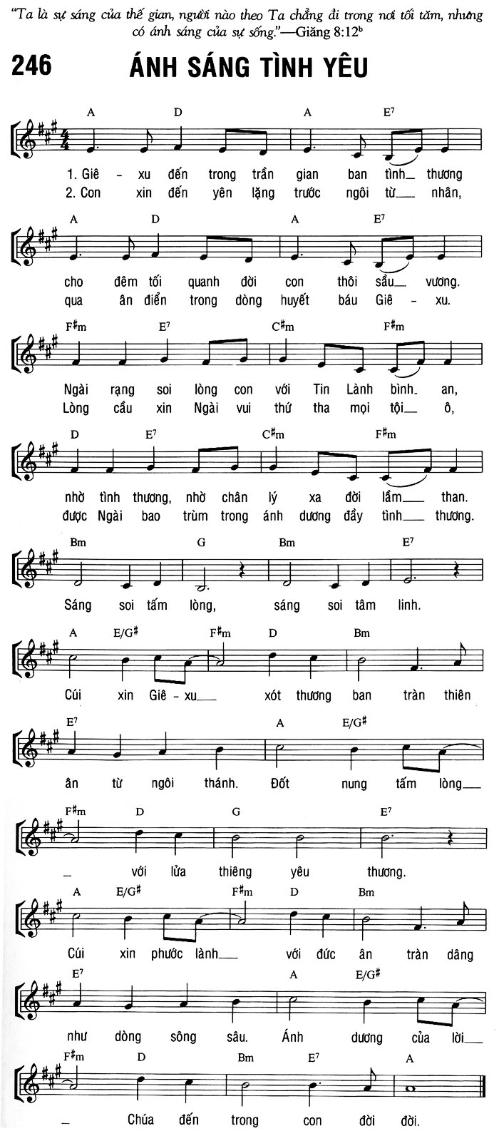 Sheet music: ÁNH SÁNG TÌNH YÊU