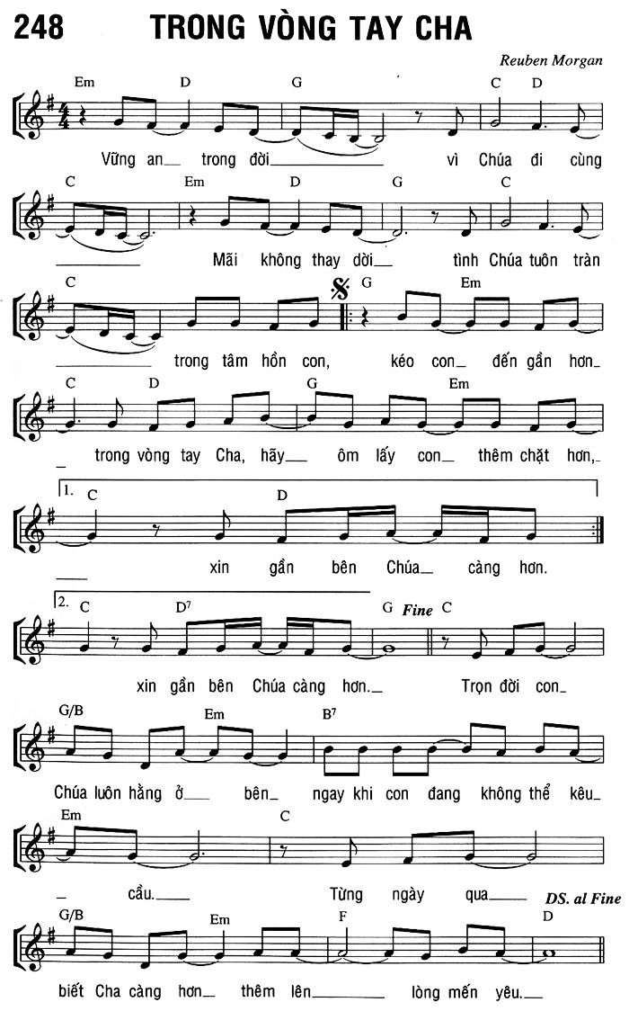 Sheet music: TRONG VÒNG TAY CHA