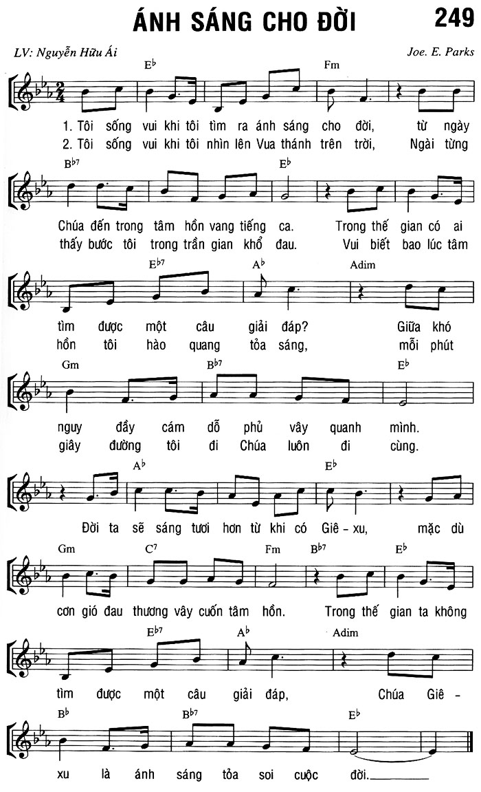 Sheet music: ANH SÁNG CHO ĐỜI