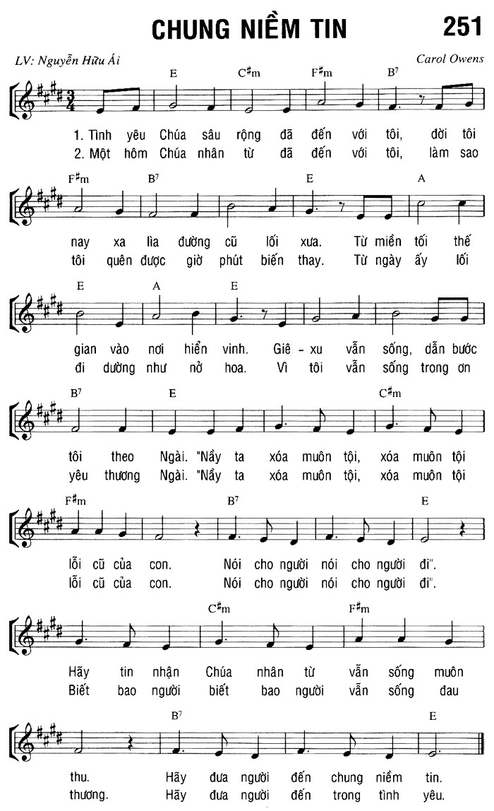 Sheet music: CHUNG NIỀM TIN
