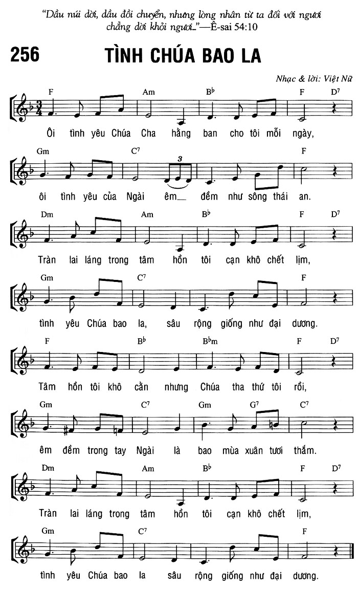 Sheet music: TÌNH CHÚA BAO LA