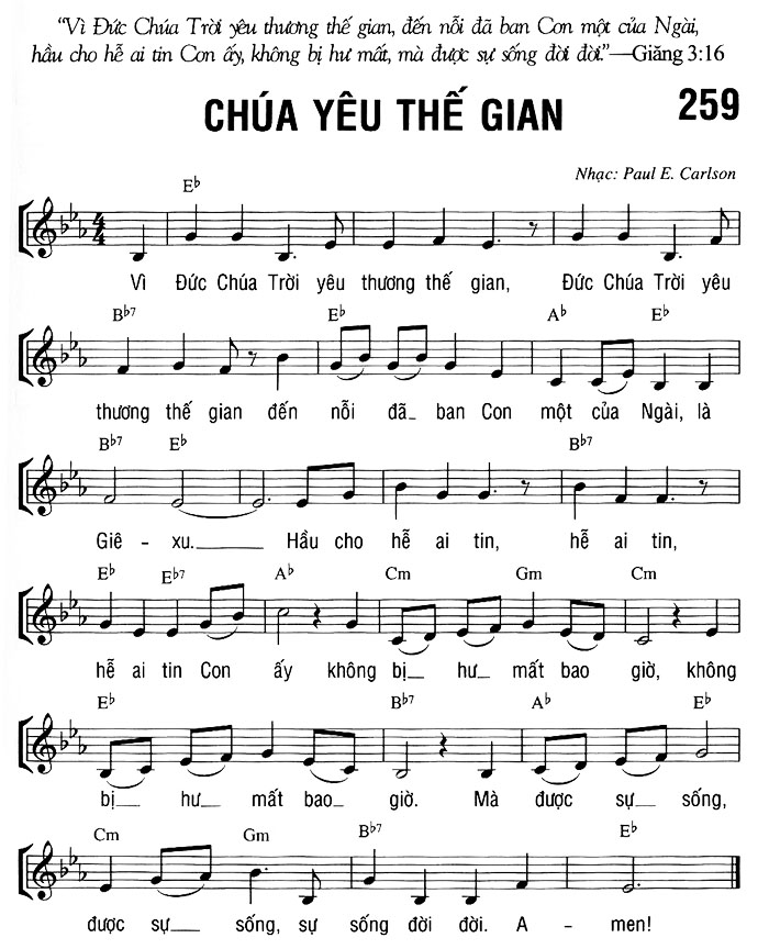 Sheet music: CHÚA YÊU THẾ GIAN