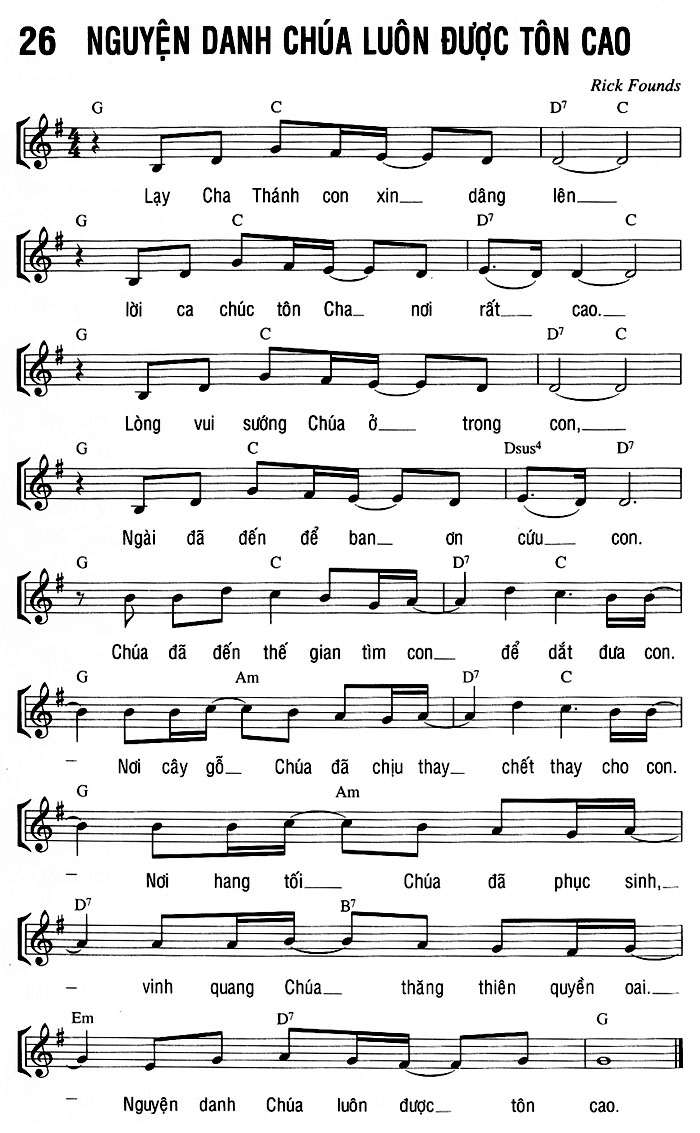Sheet music: NGUYỆN DANH CHÚA LUÔN ĐƯỢC TÔN CAO
