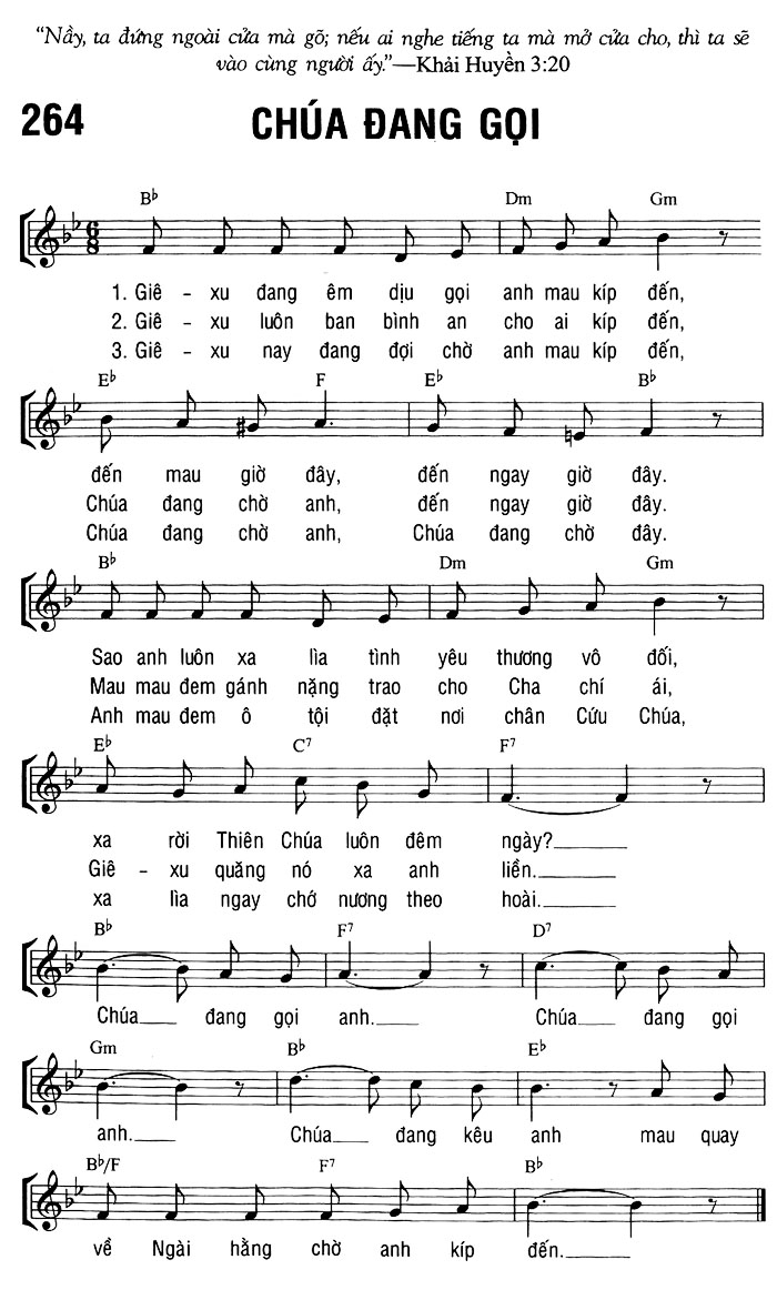 Sheet music: CHÚA ĐANG GỌI