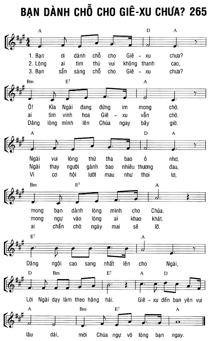 Sheet music: BẠN DÀNH CHỖ CHO GIÊ-XU CHƯA?