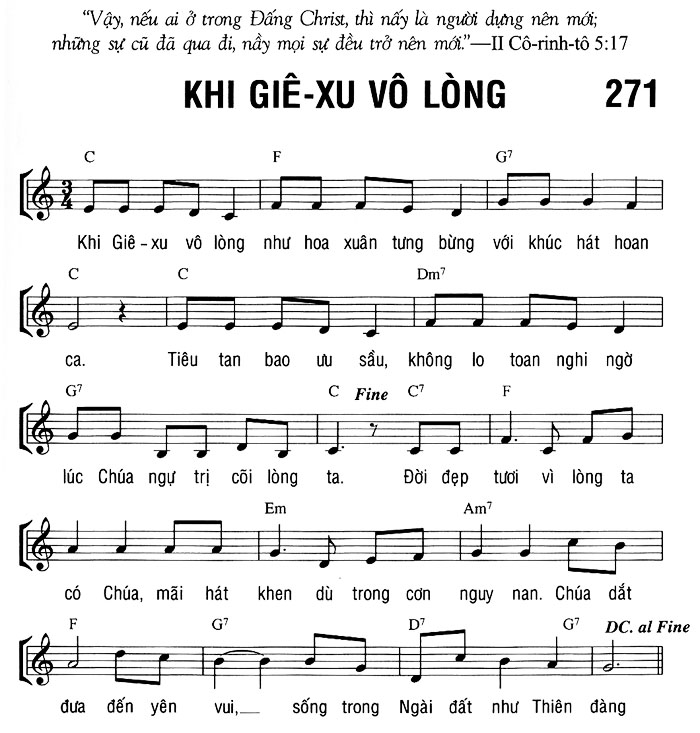 Sheet music: KHI GIÊ-XU VÔ LÒNG