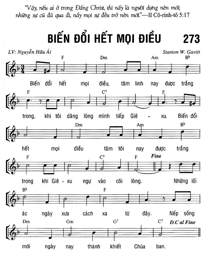 Sheet music: BIẾN ĐỔI HẾT MỌI ĐIỀU