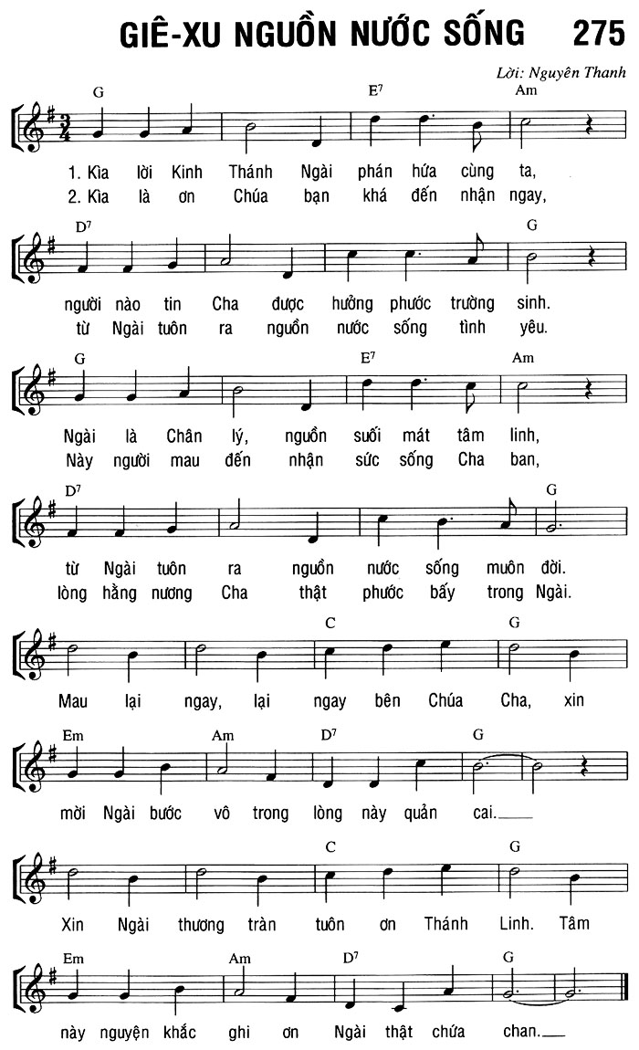 Sheet music: GIÊ-XU NGUỒN NƯỚC SỐNG