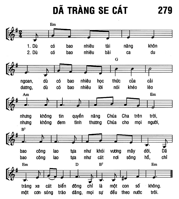 Sheet music: DÃ TRÀNG SE CÁT