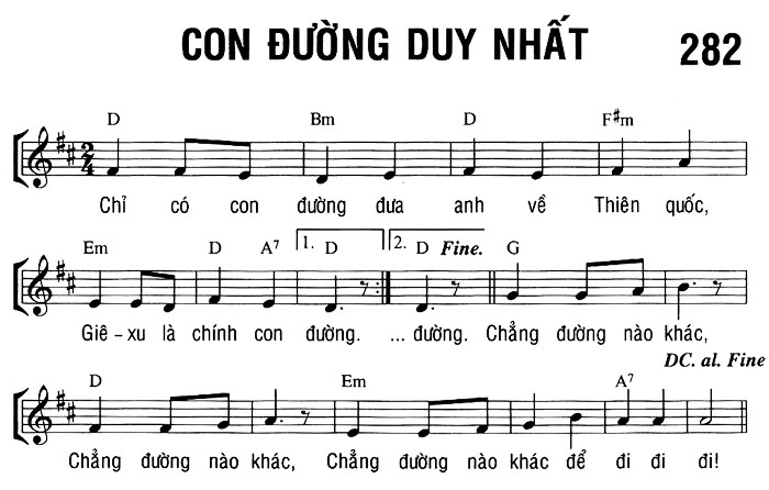 Sheet music: CON ĐƯỜNG DUY NHẤT