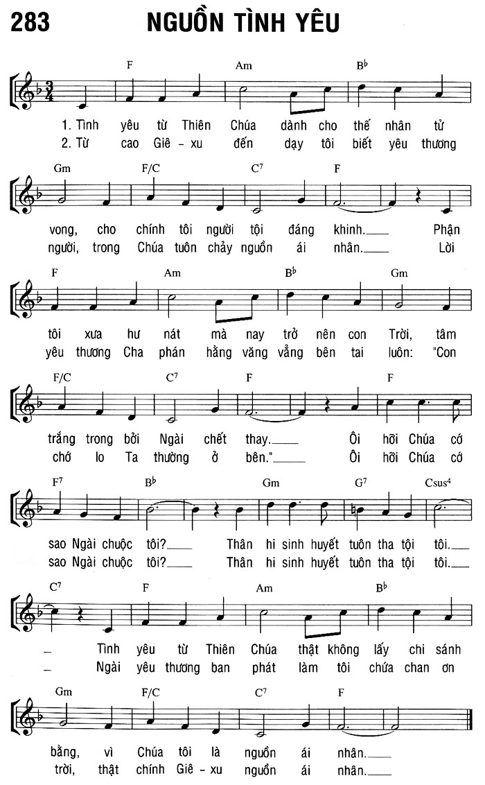 Sheet music: NGUỒN TÌNH YÊU