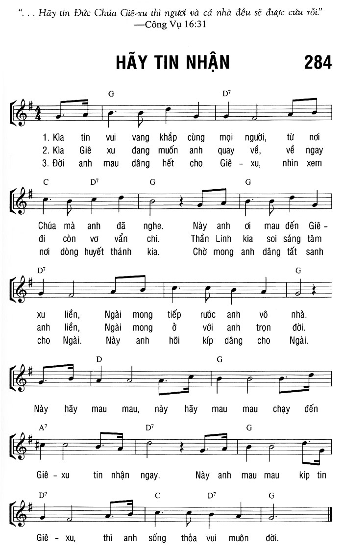 Sheet music: HÃY TIN NHẬN