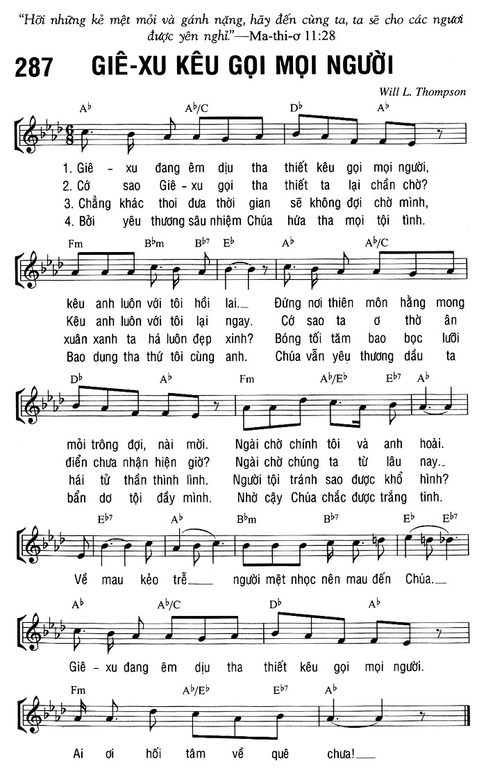 Sheet music: GIÊ-XU KÊU GỌI MỌI NGƯỜI