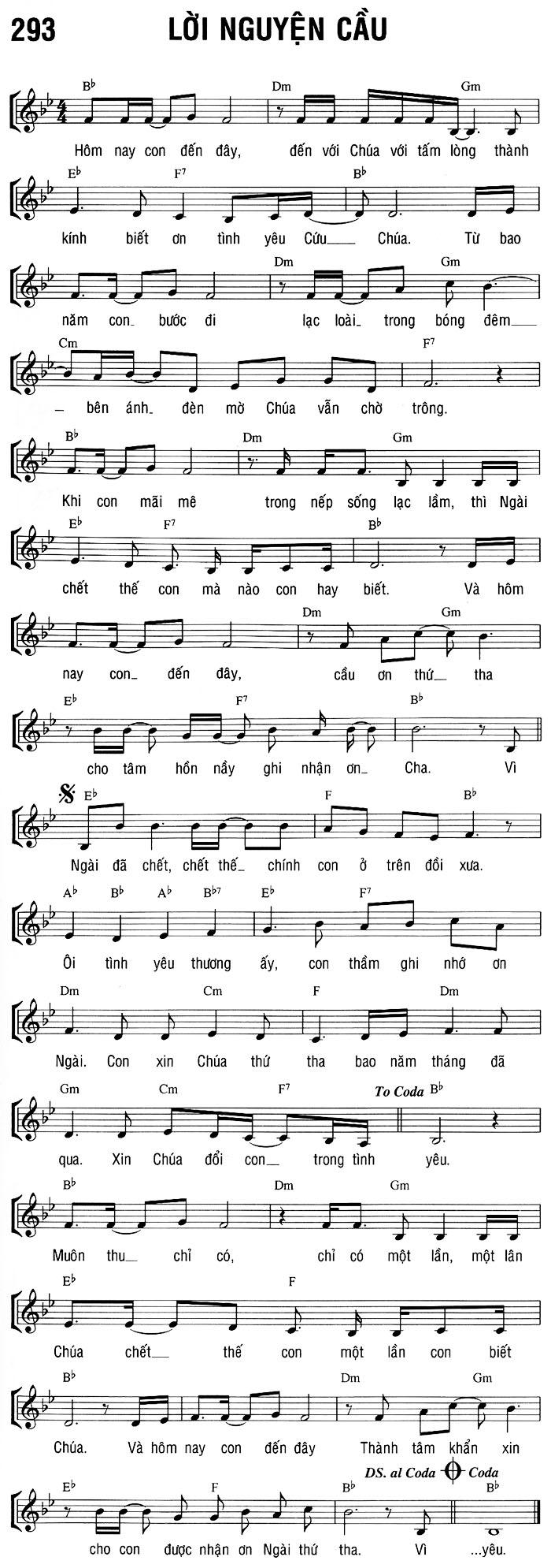 Sheet music: LỜI NGUYỆN CẦU