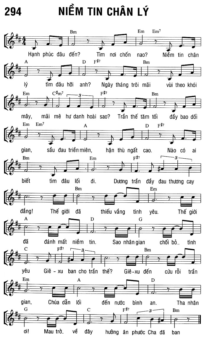 Sheet music: NIỀM TIN CHÂN LÝ