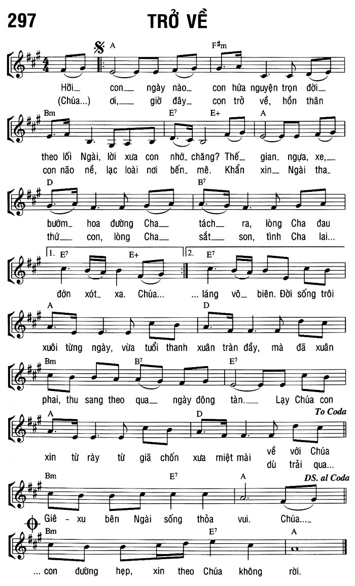 Sheet music: TRỞ VỀ