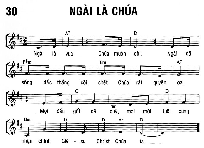 Sheet music: NGÀI LÀ CHÚA
