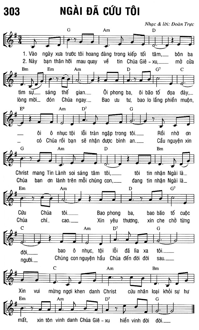 Sheet music: NGÀI ĐÃ CỨU TÔI