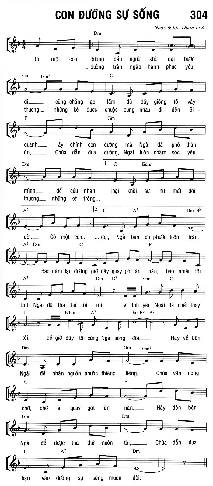 Sheet music: CON ĐƯỜNG SỰ SỐNG