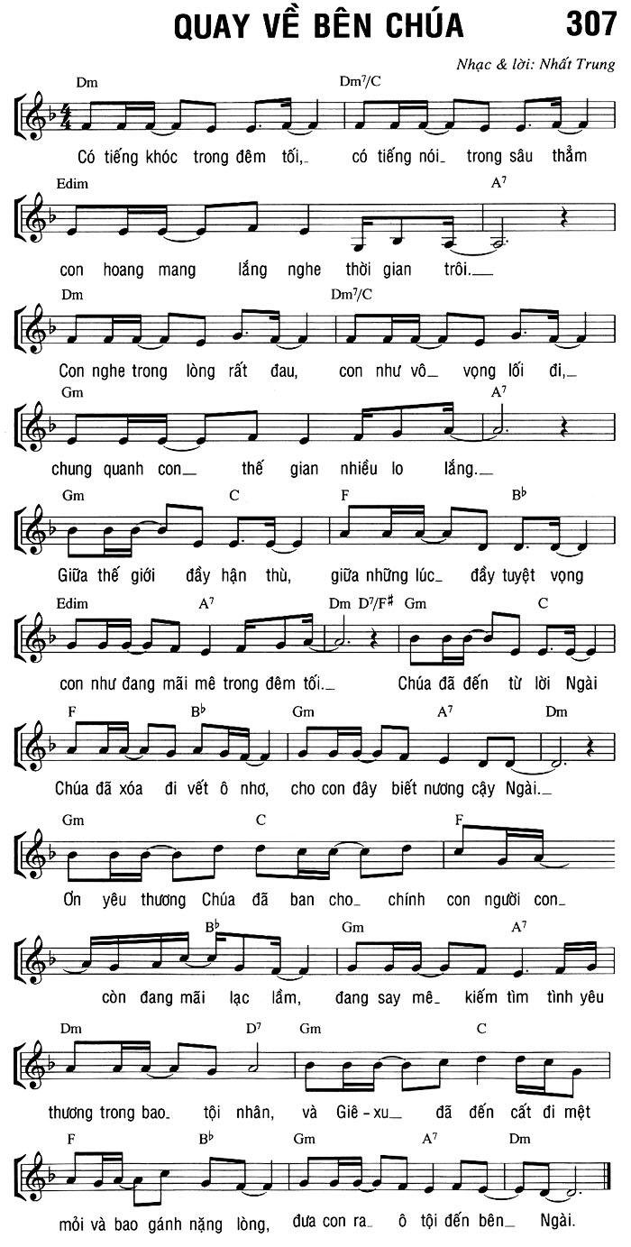 Sheet music: QUAY VỀ BÊN CHÚA