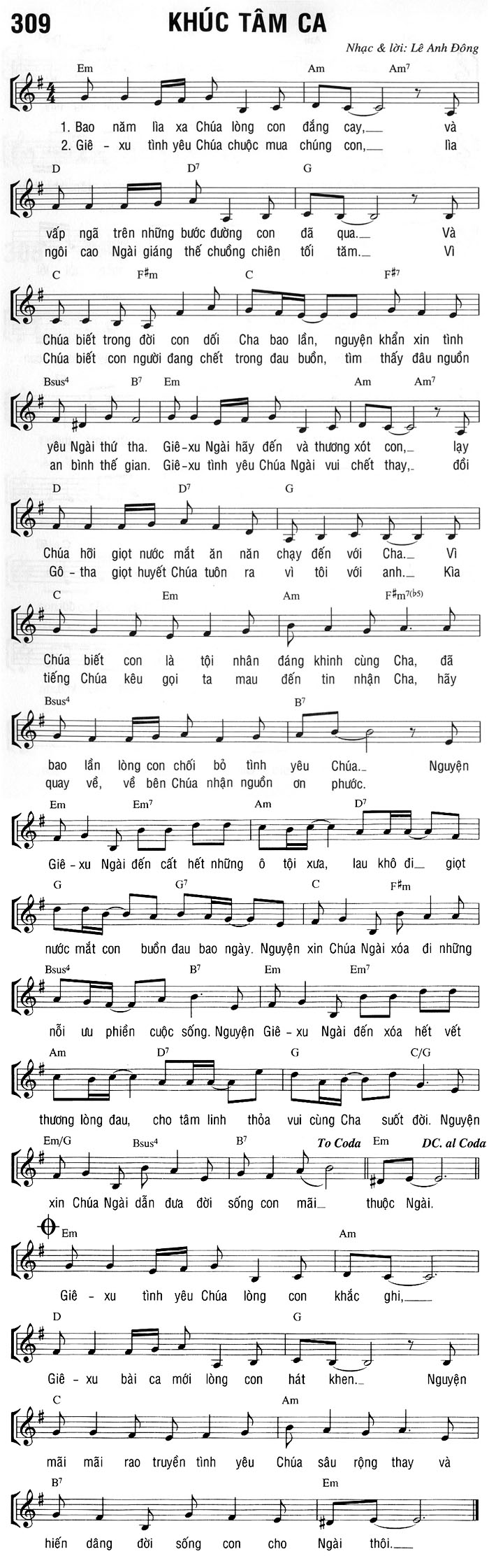 Sheet music: KHÚC TÂM CA
