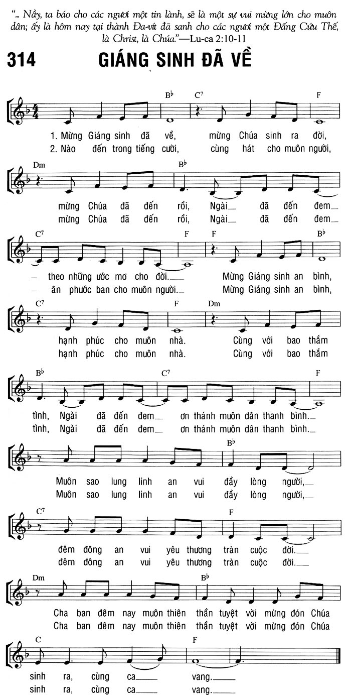 Sheet music: GIÁNG SINH ĐÃ VỀ