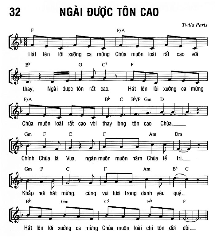 Sheet music: NGÀI ĐƯỢC TÔN CAO