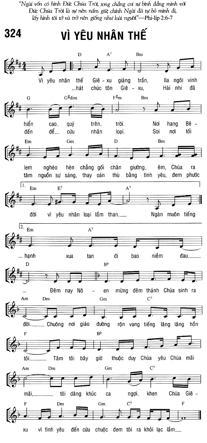 Sheet music: VÌ YÊU NHÂN THẾ