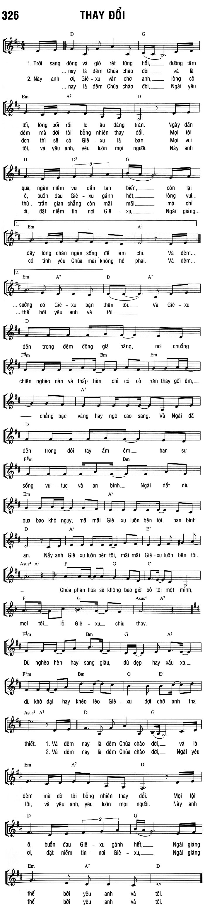Sheet music: THAY ĐỔI