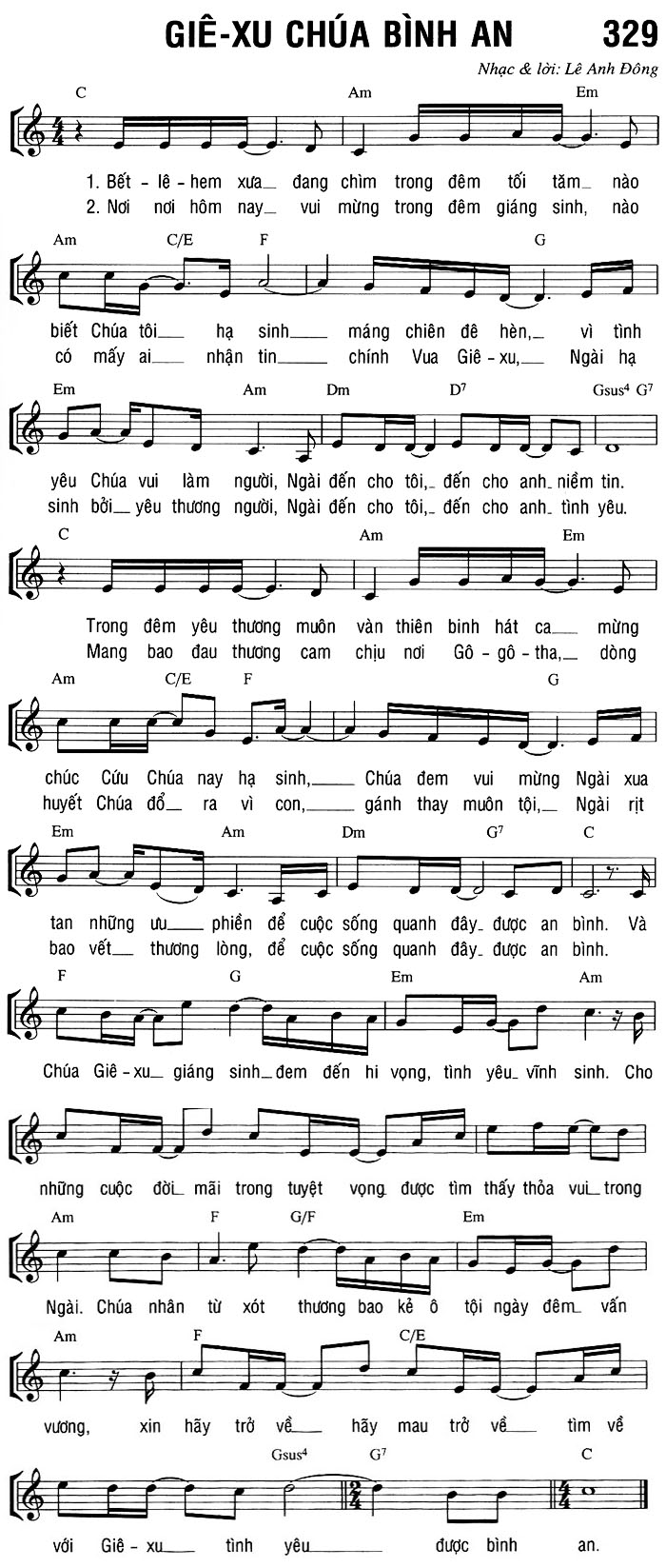 Sheet music: GIÊ-XU, CHÚA BÌNH AN